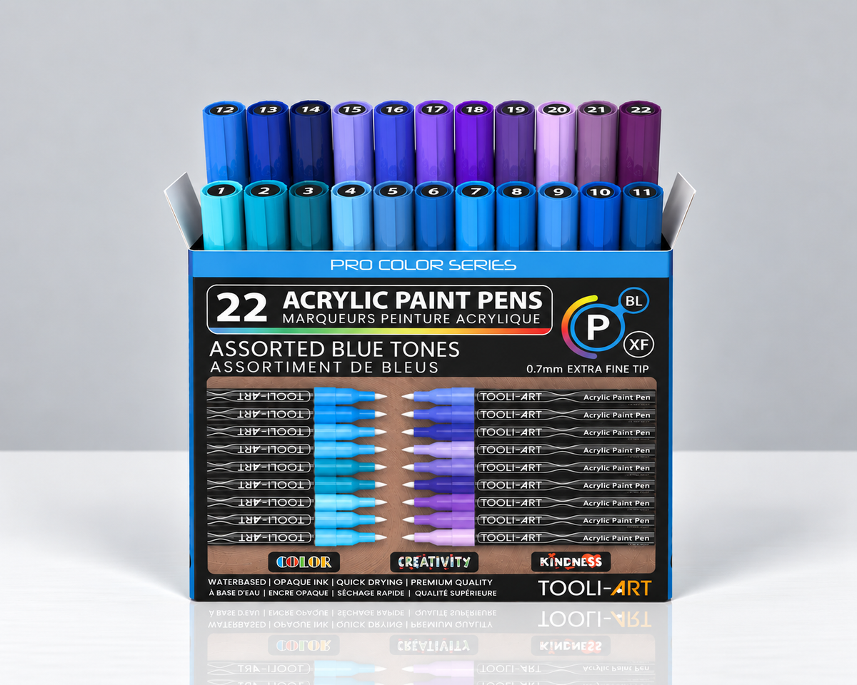 TOOLI-ART BLUE – 22-PACK 0.7 MM ACRYLIC MARKERS