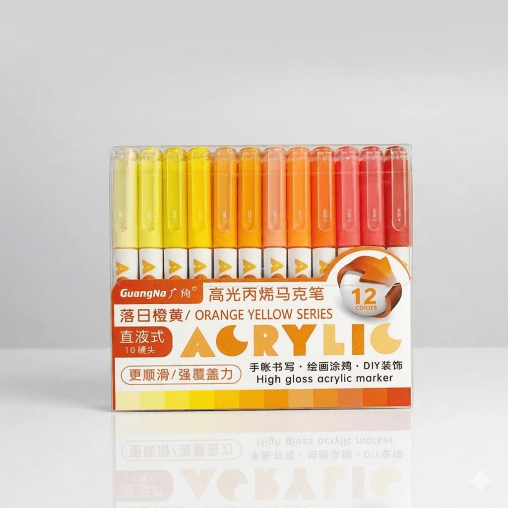 Feutres acryliques - guangna-high-gloss-acrylic-pens-12-couleurs-orange-yellow-4842563 - Lovely Colors