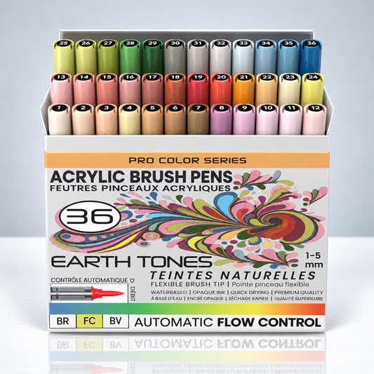 TOOLI-ART ACRYLIC BRUSH PEN EARTH TONES – 36 couleurs