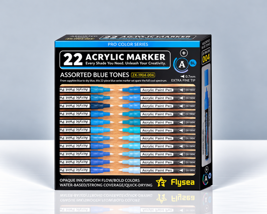 Flysea Blue Tones – 22 feutres acryliques nuances de bleu 0,7 mm