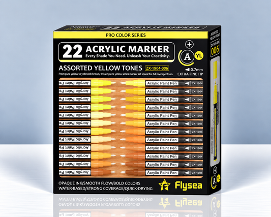 Flysea Yellow Tones – 22 feutres acryliques jaunes 0,7 mm