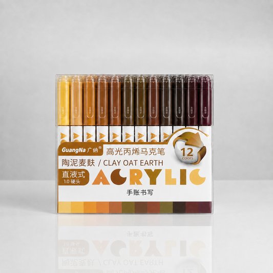 Guangna High Gloss Acrylic Pens – 12 Couleurs - CLAY OAT EARTH SERIES