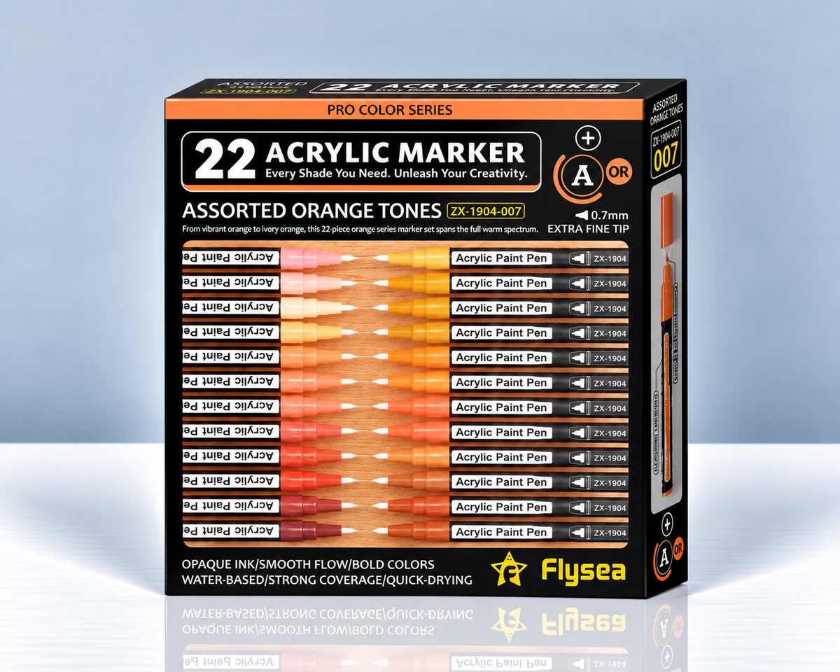Flysea Orange Tones – 22 feutres acryliques orange 0,7 mm