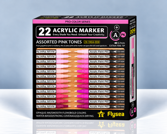 Flysea Pink Tones – 22 feutres acryliques roses 0,7 mm