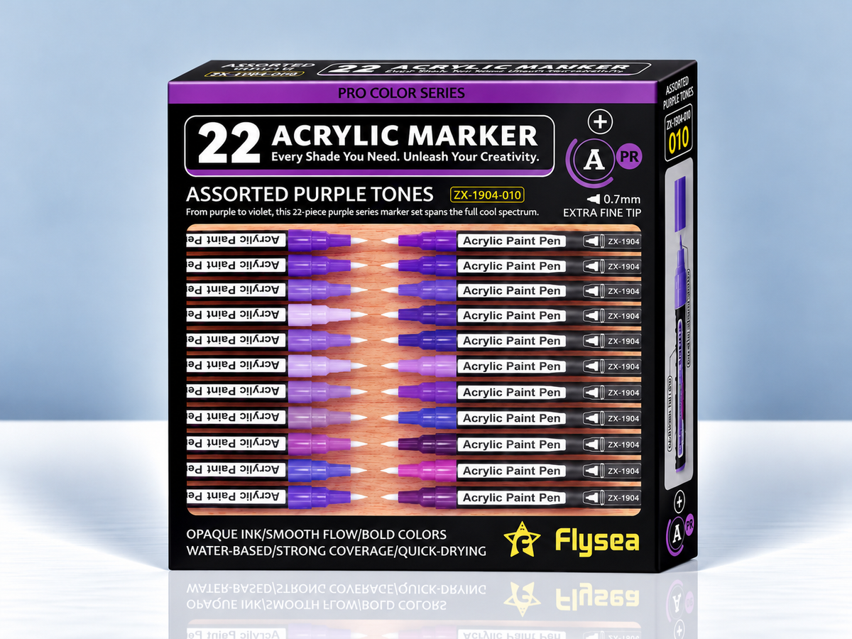 Flysea Purple Tones – 22 feutres acryliques violets 0,7 mm