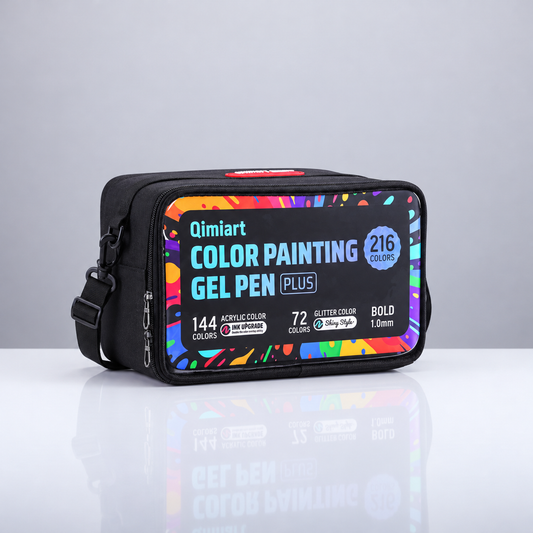 Qimiart Gel Pen Plus – Coffret 216 couleurs | 144 Acryliques + 72 Pailletées