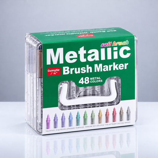 GUANGNA Metallic Brush – Coffret 48 Feutres Acryliques Métallisés