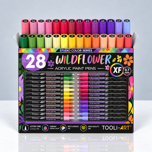 TOOLI-ART WILDFLOWERS – 28 feutres acryliques pointe extra-fine 0,7 mm
