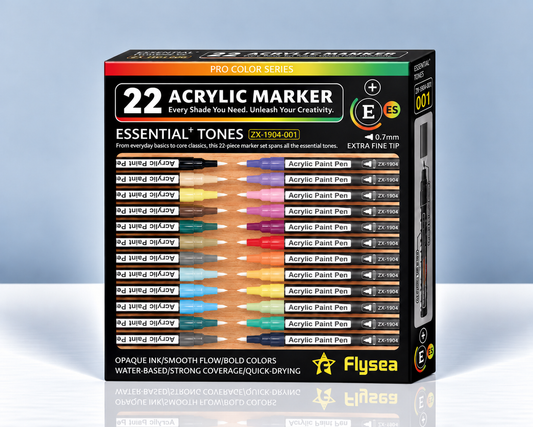 Flysea Essential+ – Coffret 22 feutres acryliques pointe fine 0,7 mm