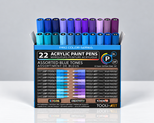 TOOLI-ART AZUL – PACK 22 ROTULADORES ACRÍLICOS 0,7 MM
