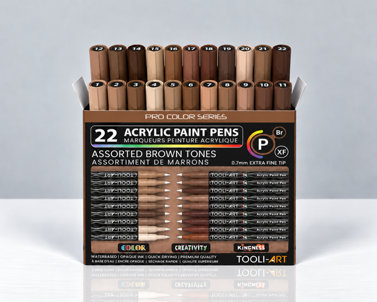 TOOLI-ART BROWN – PACK 22 FEUTRES ACRYLIQUES 0,7 MM