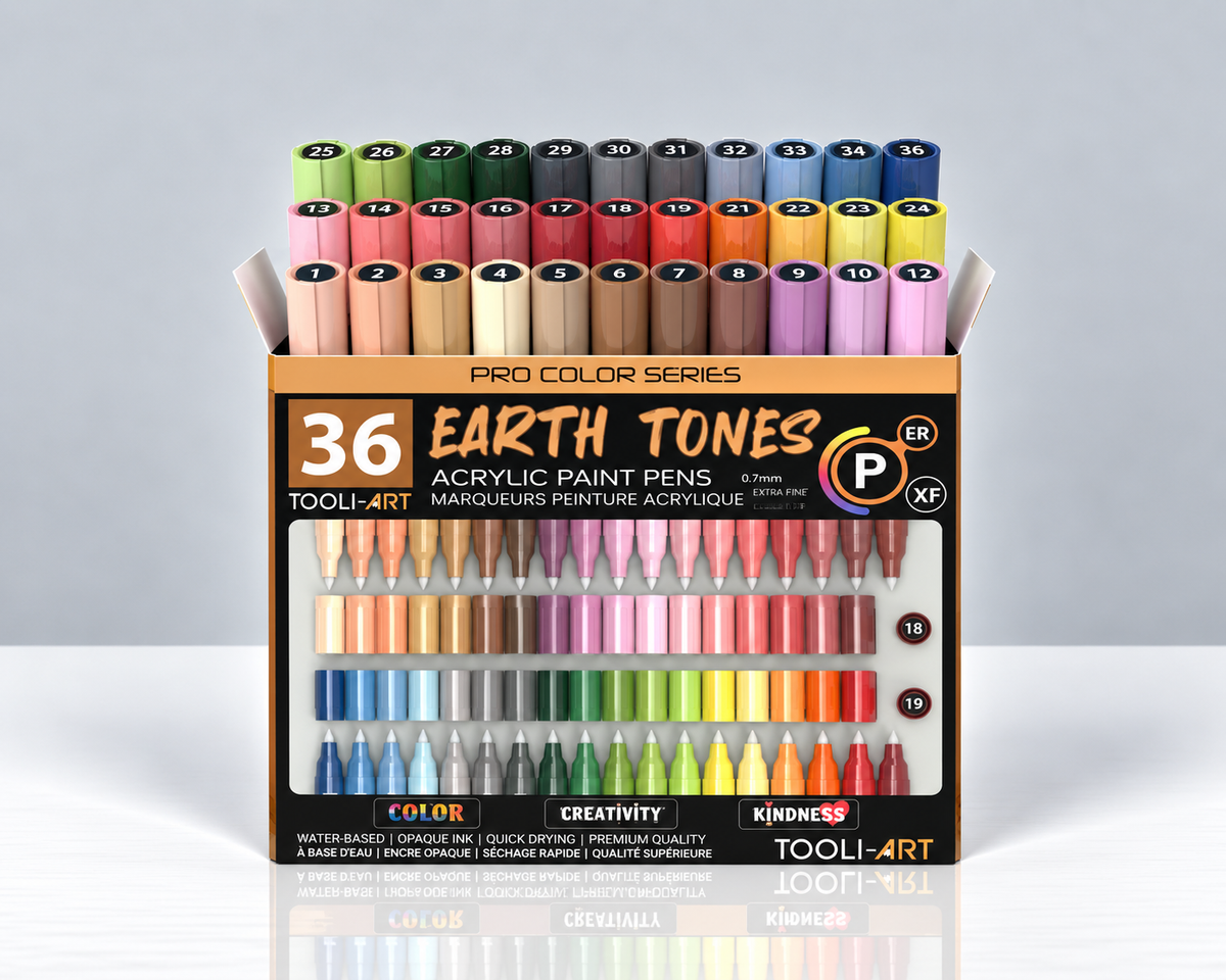 TOOLI-ART EARTH – PACK OF 36 ACRYLIC MARKERS 0.7 MM