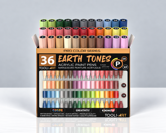 TOOLI-ART EARTH – PACK 36 ROTULADORES ACRÍLICOS 0,7 MM