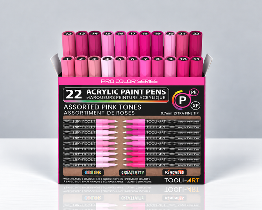TOOLI-ART PINK – PACK OF 22 ACRYLIC MARKERS 0.7 MM