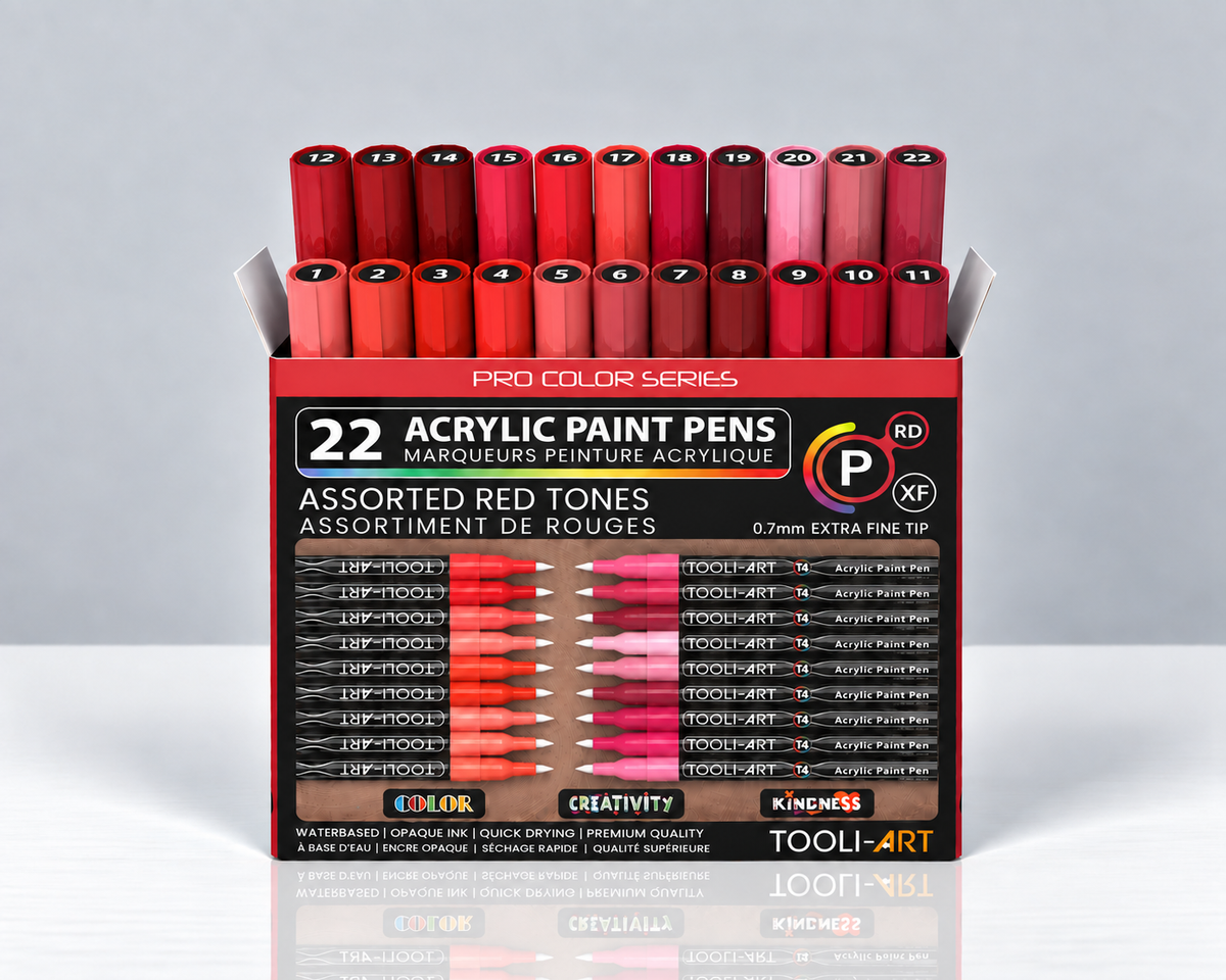TOOLI-ART RED – PACK OF 22 ACRYLIC MARKERS 0.7 MM
