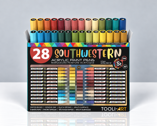 TOOLI-ART SOUTHWESTERN – 28-PACK 0.7MM ACRYLIC MARKERS