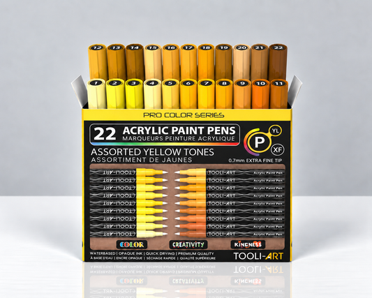 TOOLI-ART YELLOW – 22 ACRYLIC MARKERS 0.7 MM