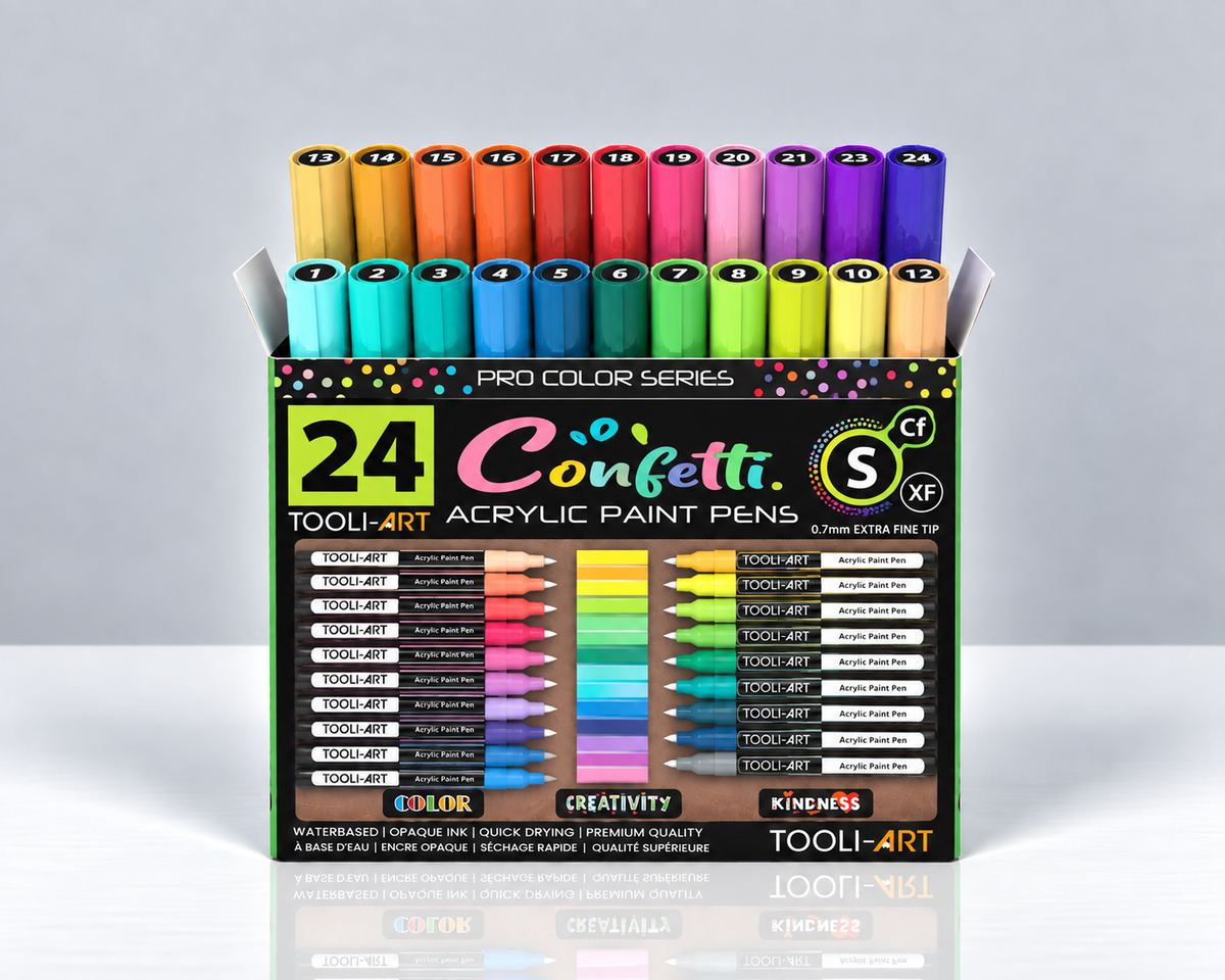 TOOLI-ART CONFETTI – 24 ACRYLIC MARKERS 0.7 MM