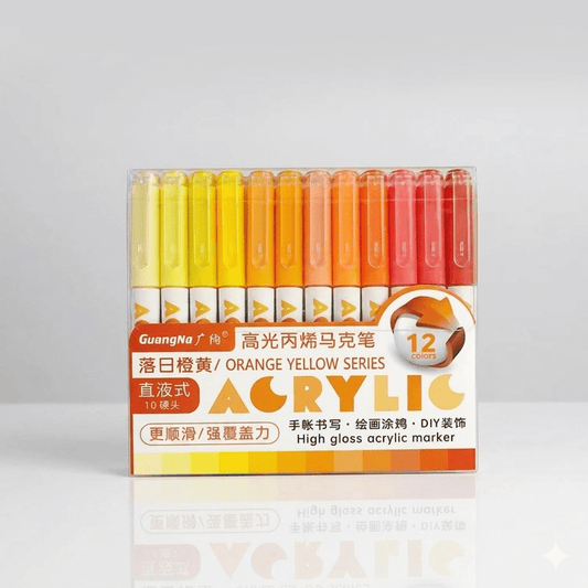 Feutres acryliques - guangna-high-gloss-acrylic-pens-12-couleurs-orange-yellow-4842563 - Lovely Colors