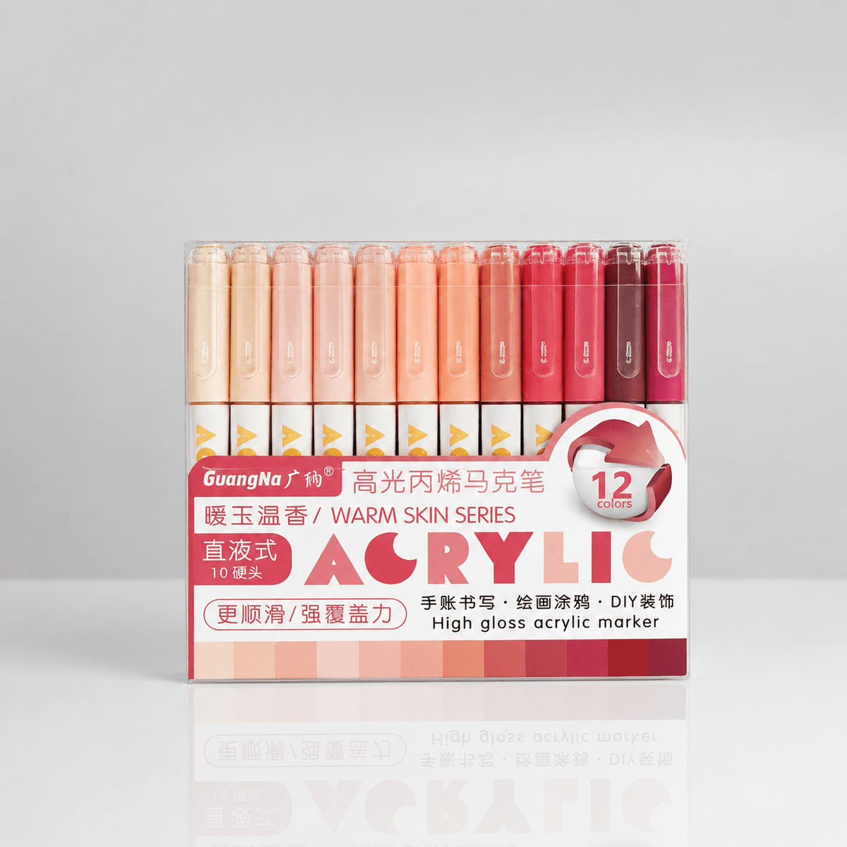 Feutres acryliques - guangna-high-gloss-acrylic-pens-12-couleurs-warm-skin-series-6086062 - Lovely Colors